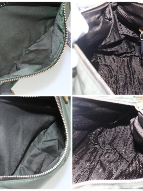 PRADA Shoulder Bag Nylon Green Gold Auth - Picture 16 of 16